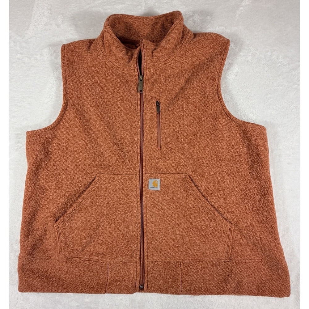 Carhartt Vest Women's Sz 2XL Orange Kentwood Fleece Full‎ Zip Mock Neck Pockets